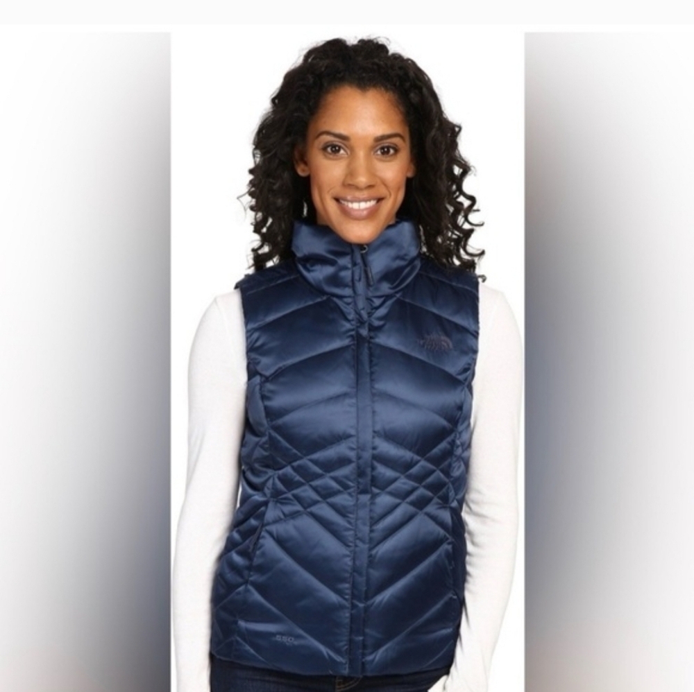 The North Face Vest Aconcagua 550 Puffer Quilted Goose Down Zip Up Shady Blue S